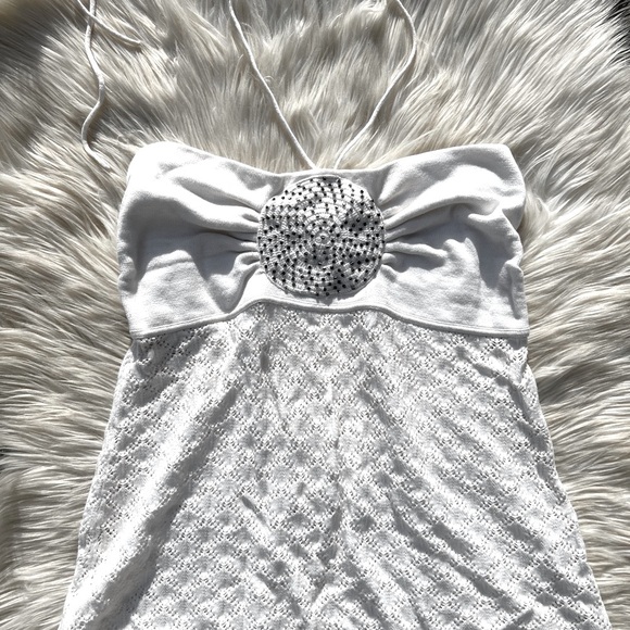 VENUS Beaded Cashmere Crochet Tube Top Cami Y2K - Picture 3 of 7